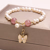Freshwater Pearl Strawberry Quartz Bracelet Bracelet Female Opal Butterfly Bracelet