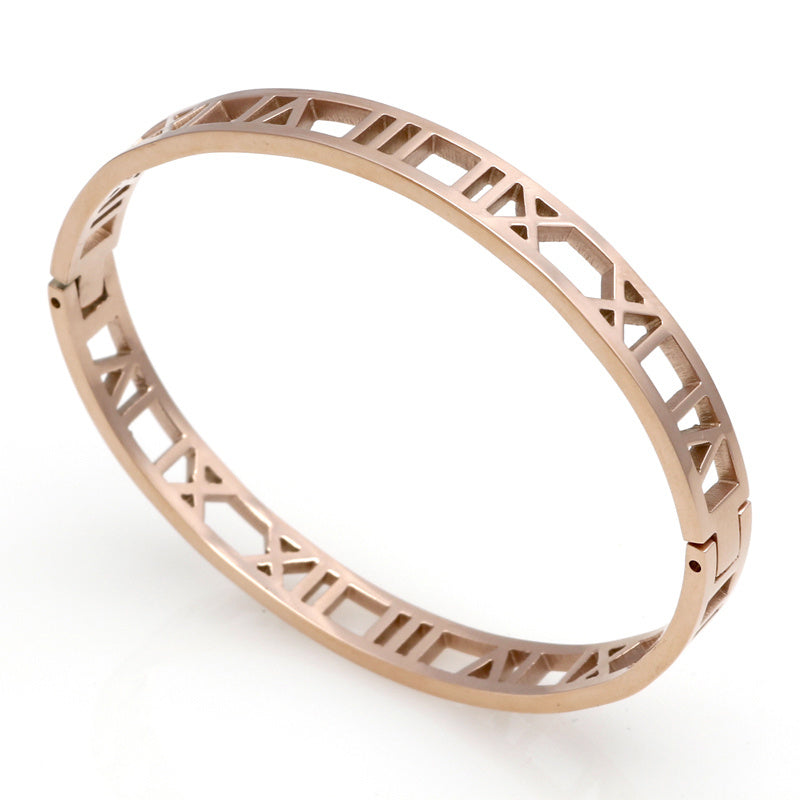 Roman numerals rose gold bracelet