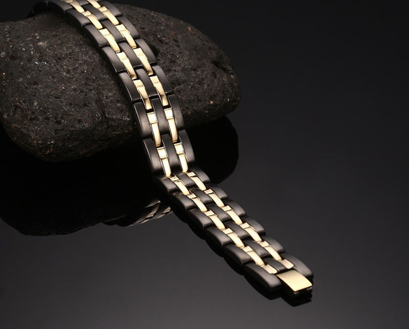 Stainless Steel Between Gold And Black Trendy Bracelet