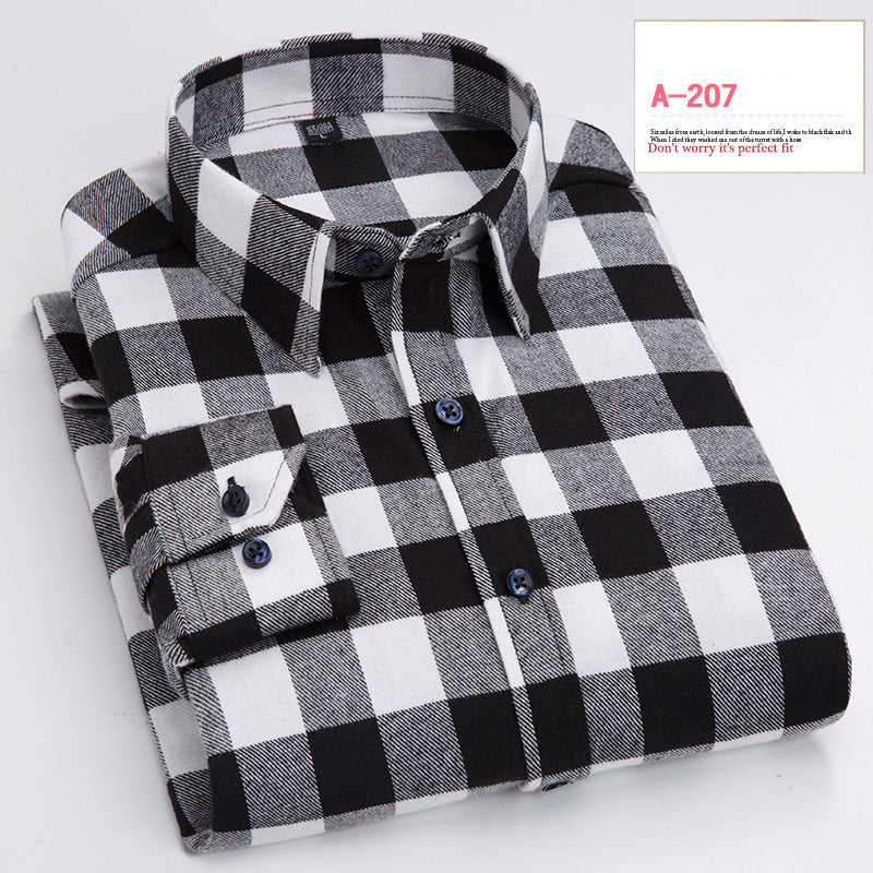 Long-sleeved Shirt Casual Plaid Brushed Shirt