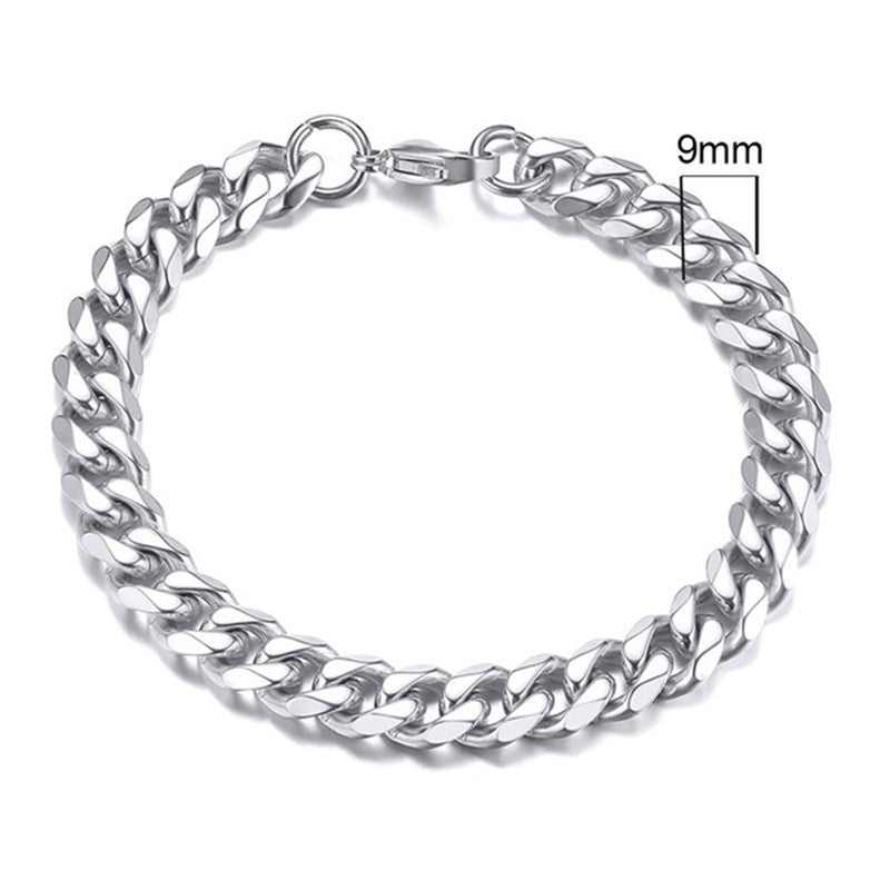 Stainless Steel Gold Plated Bracelet Men's Gold Cuban Chain 3 5 7 9 11mm Six-sided Bracelet