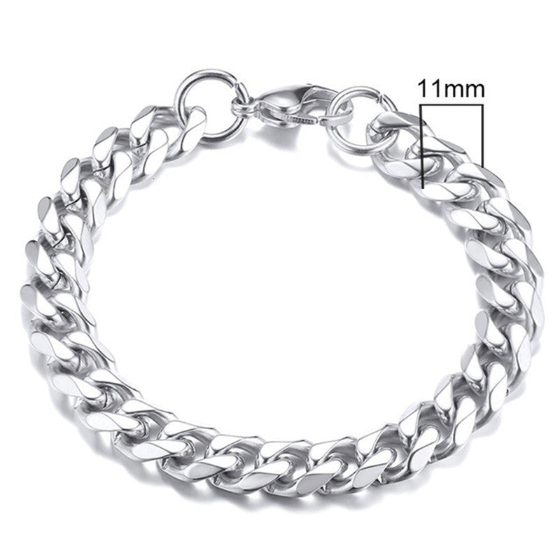 Stainless Steel Gold Plated Bracelet Men's Gold Cuban Chain 3 5 7 9 11mm Six-sided Bracelet