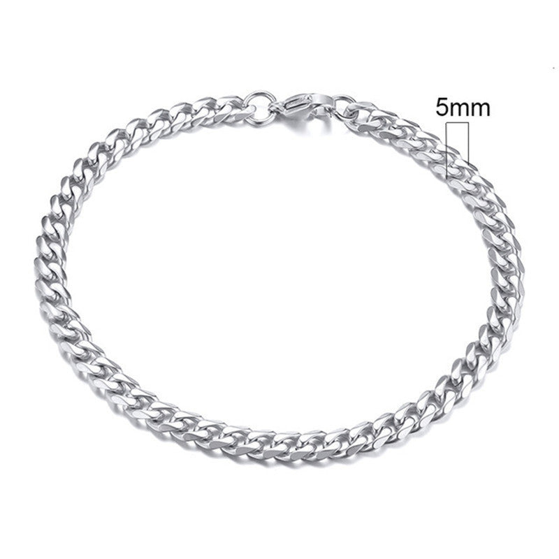Stainless Steel Gold Plated Bracelet Men's Gold Cuban Chain 3 5 7 9 11mm Six-sided Bracelet