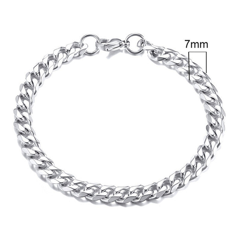 Stainless Steel Gold Plated Bracelet Men's Gold Cuban Chain 3 5 7 9 11mm Six-sided Bracelet