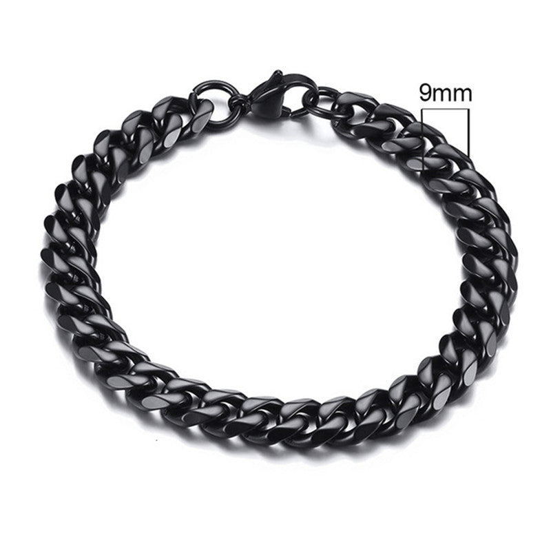 Stainless Steel Gold Plated Bracelet Men's Gold Cuban Chain 3 5 7 9 11mm Six-sided Bracelet