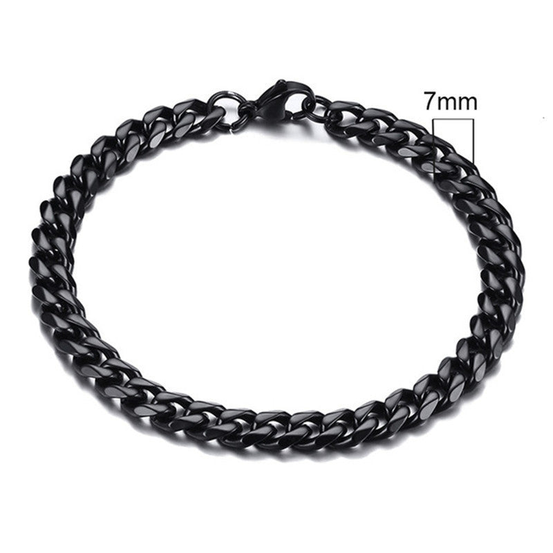 Stainless Steel Gold Plated Bracelet Men's Gold Cuban Chain 3 5 7 9 11mm Six-sided Bracelet