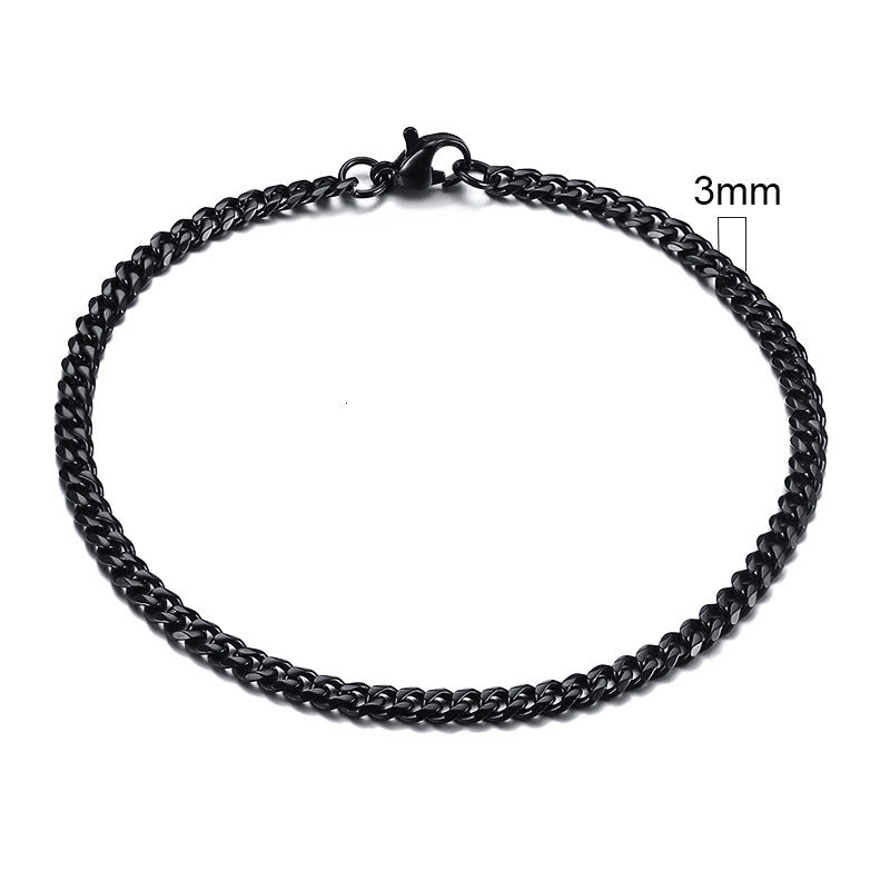 Stainless Steel Gold Plated Bracelet Men's Gold Cuban Chain 3 5 7 9 11mm Six-sided Bracelet