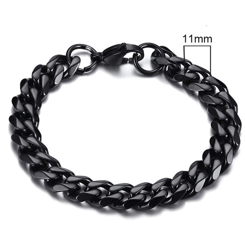 Stainless Steel Gold Plated Bracelet Men's Gold Cuban Chain 3 5 7 9 11mm Six-sided Bracelet