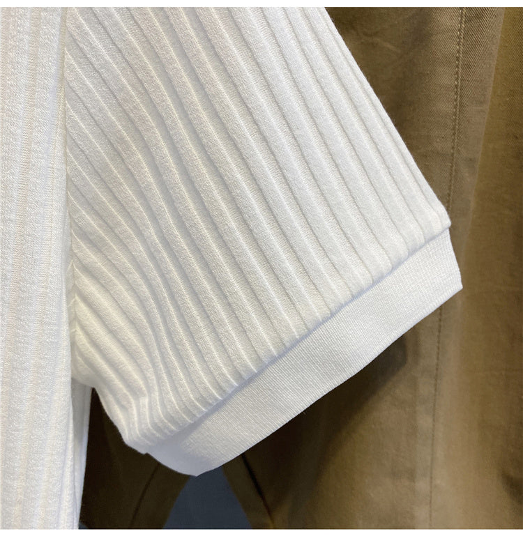 Luud Soft Waxy Cord Silk Lapel Short-Sleeved Shirt Men'S Comfortable All-Match T-Shirt Summer Self-Cultivation Breathable Polo Shirt Tide
