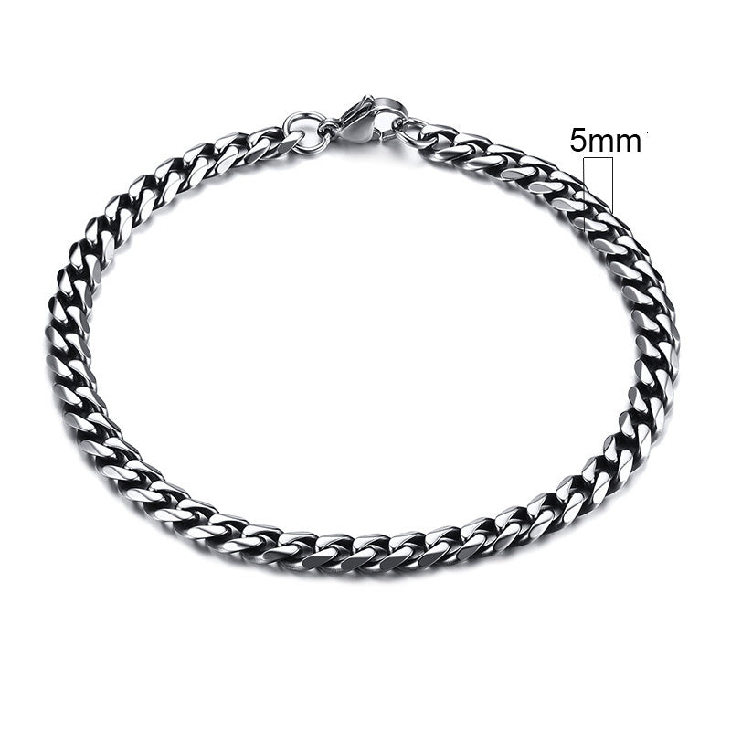 Stainless Steel Gold Plated Bracelet Men's Gold Cuban Chain 3 5 7 9 11mm Six-sided Bracelet
