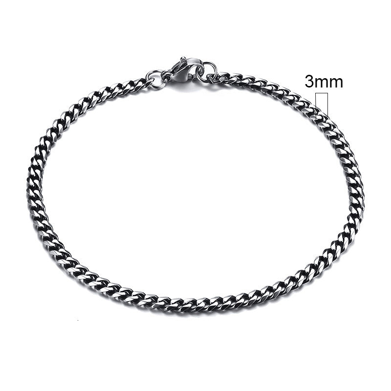 Stainless Steel Gold Plated Bracelet Men's Gold Cuban Chain 3 5 7 9 11mm Six-sided Bracelet