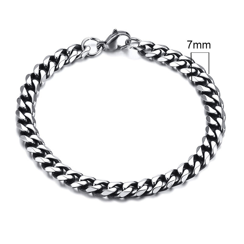 Stainless Steel Gold Plated Bracelet Men's Gold Cuban Chain 3 5 7 9 11mm Six-sided Bracelet