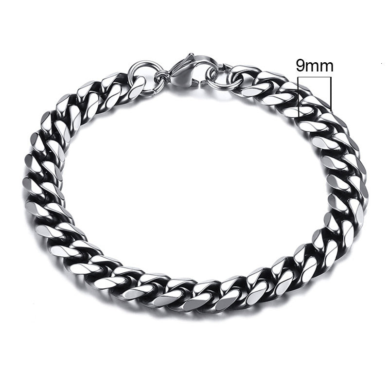 Stainless Steel Gold Plated Bracelet Men's Gold Cuban Chain 3 5 7 9 11mm Six-sided Bracelet