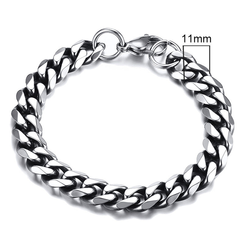 Stainless Steel Gold Plated Bracelet Men's Gold Cuban Chain 3 5 7 9 11mm Six-sided Bracelet
