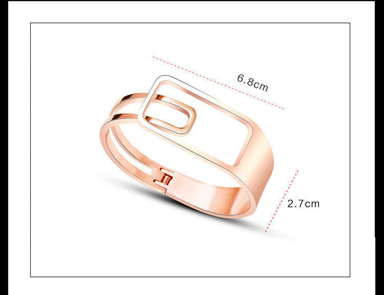 European And American Fan Exaggerated Fashion All-Match Stainless Steel Spring Bracelet Plated 18Ck Real Gold Does Not Fade