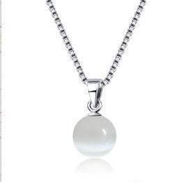 S925 Sterling Silver Clavicle Necklace Turquoise White Gold Pendant Simple Necklace