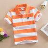 CUHK Children's T-shirt Cotton Striped Lapel Polo Shirt