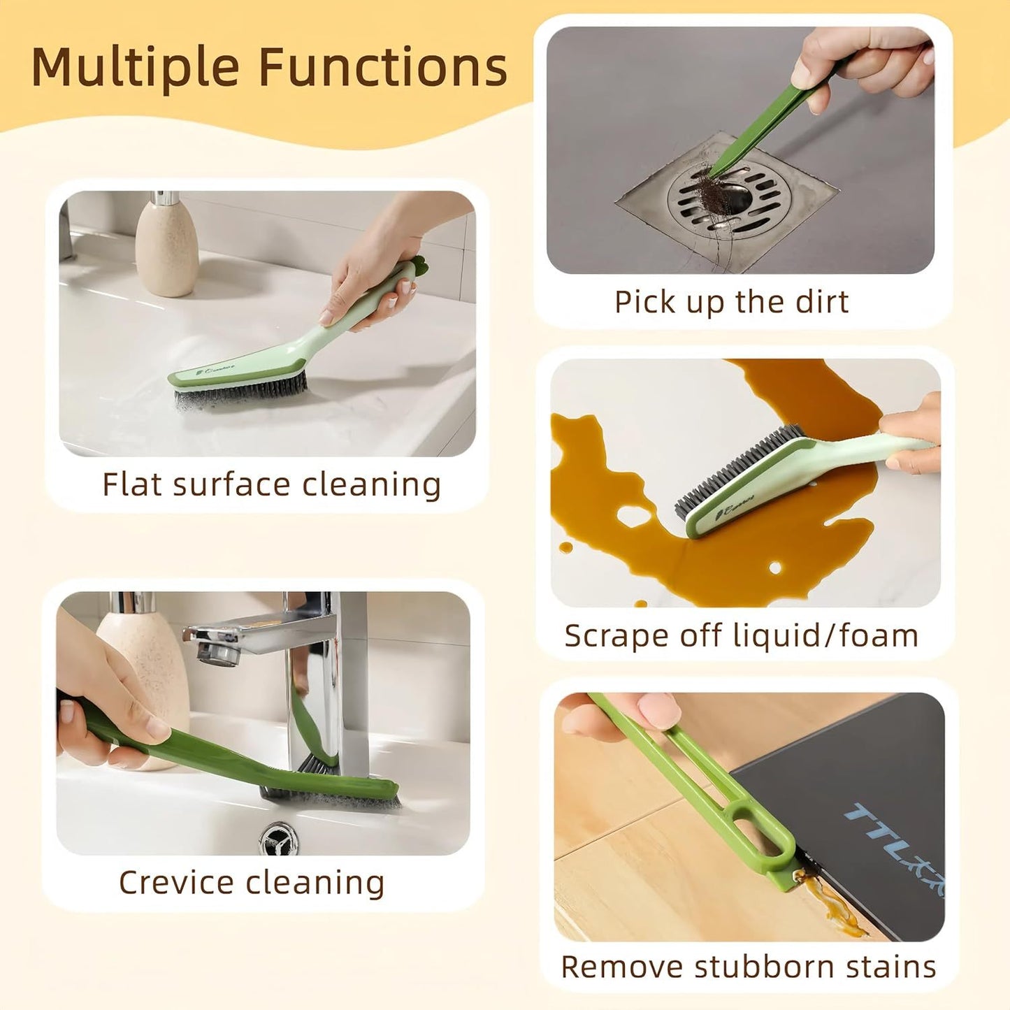 3 In 1 Detachable Household Pet Cleaning Brush Multifunctional Scrub Brush With Hard Bristle And Handle Ideal Crevice Grout Scrubber Brush For Kitchen Bathroom Window Shoes