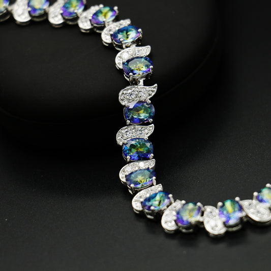 Gold-plated ladies bracelet colorful blue