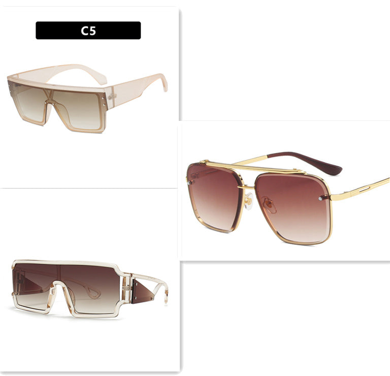 Large Square Box Retro Men 1261 Creative Fashion Metal Sunglasses