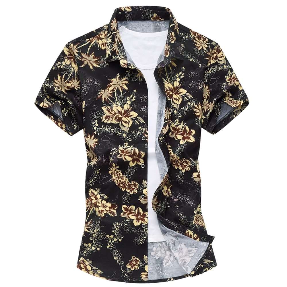 Stretch short sleeve shirt printed shirt