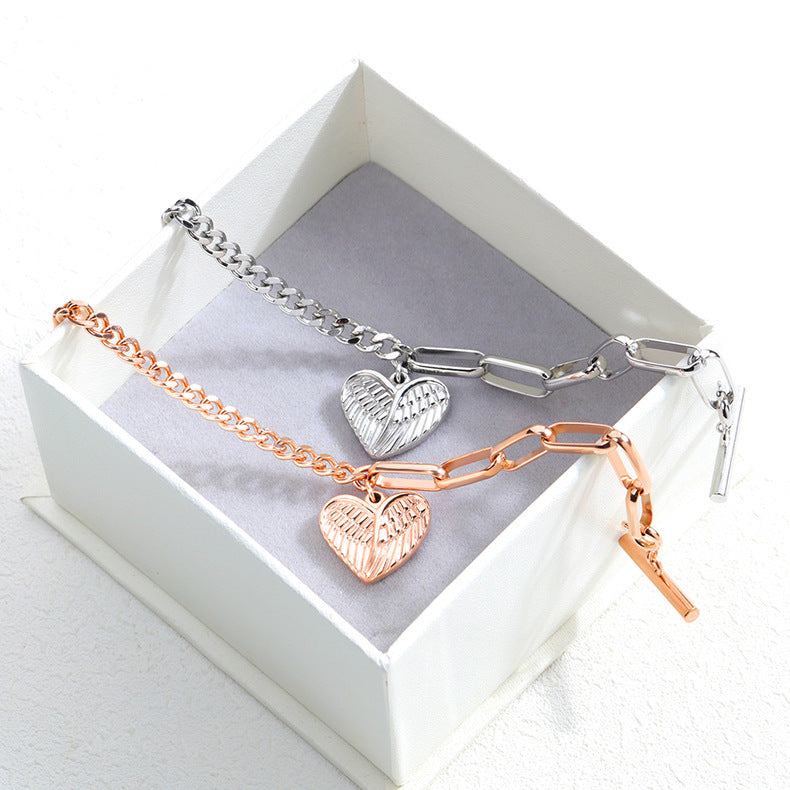 Fashion Ladies Titanium Steel Plated Rose Gold Bracelet