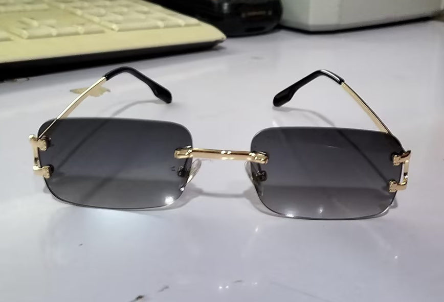 Square Rimless Cut-edge Sunglasses, Sunglasses And Personality Glasses