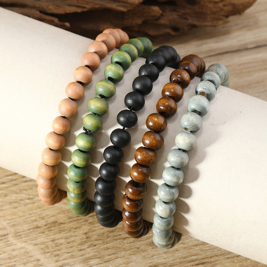 Simple Fashion Bohemian Multicolor Wooden Bead Bracelet