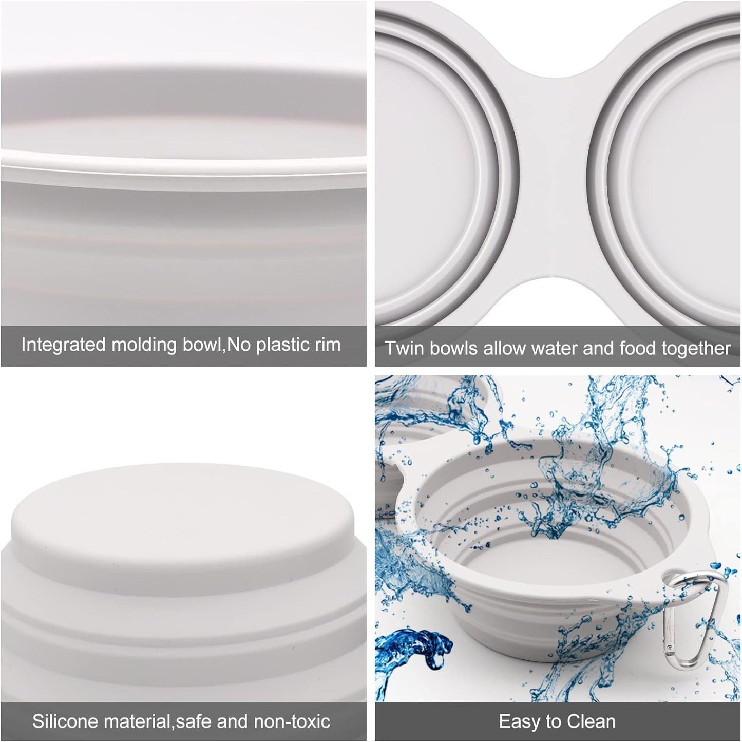 Collapsible Dog Bowls 2 In 1 Foldable Pet Food Water Bowl With Integrated Molding Double Bowl Design Perfect For Walking Hiking And Camping With Your Dog Or Cat