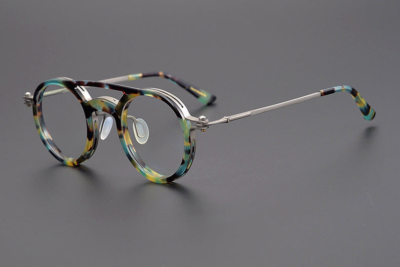Personalized Couple Style Handmade Art Round Myopia Glasses Full Frame Plate Tide