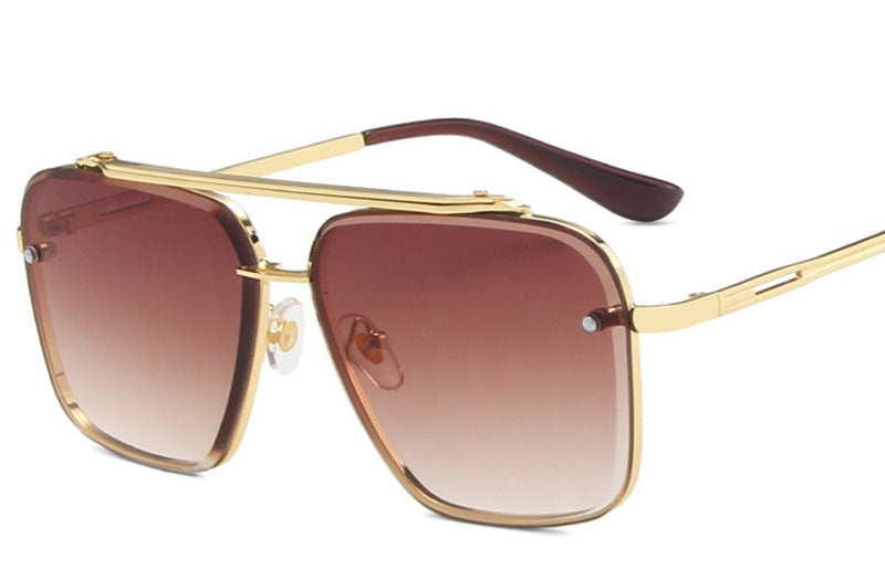 Large Square Box Retro Men 1261 Creative Fashion Metal Sunglasses