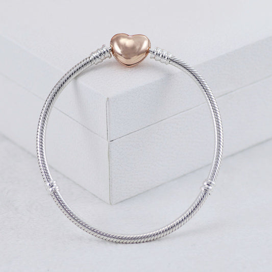 Rose Gold Heart chain buckle snake bone chain