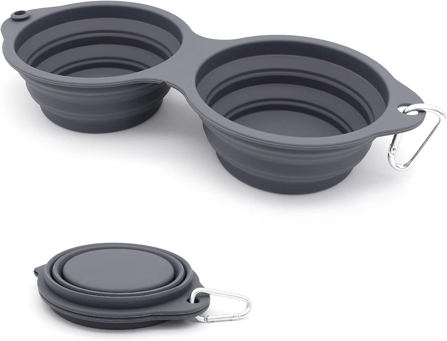 Collapsible Dog Bowls 2 In 1 Foldable Pet Food Water Bowl With Integrated Molding Double Bowl Design Perfect For Walking Hiking And Camping With Your Dog Or Cat