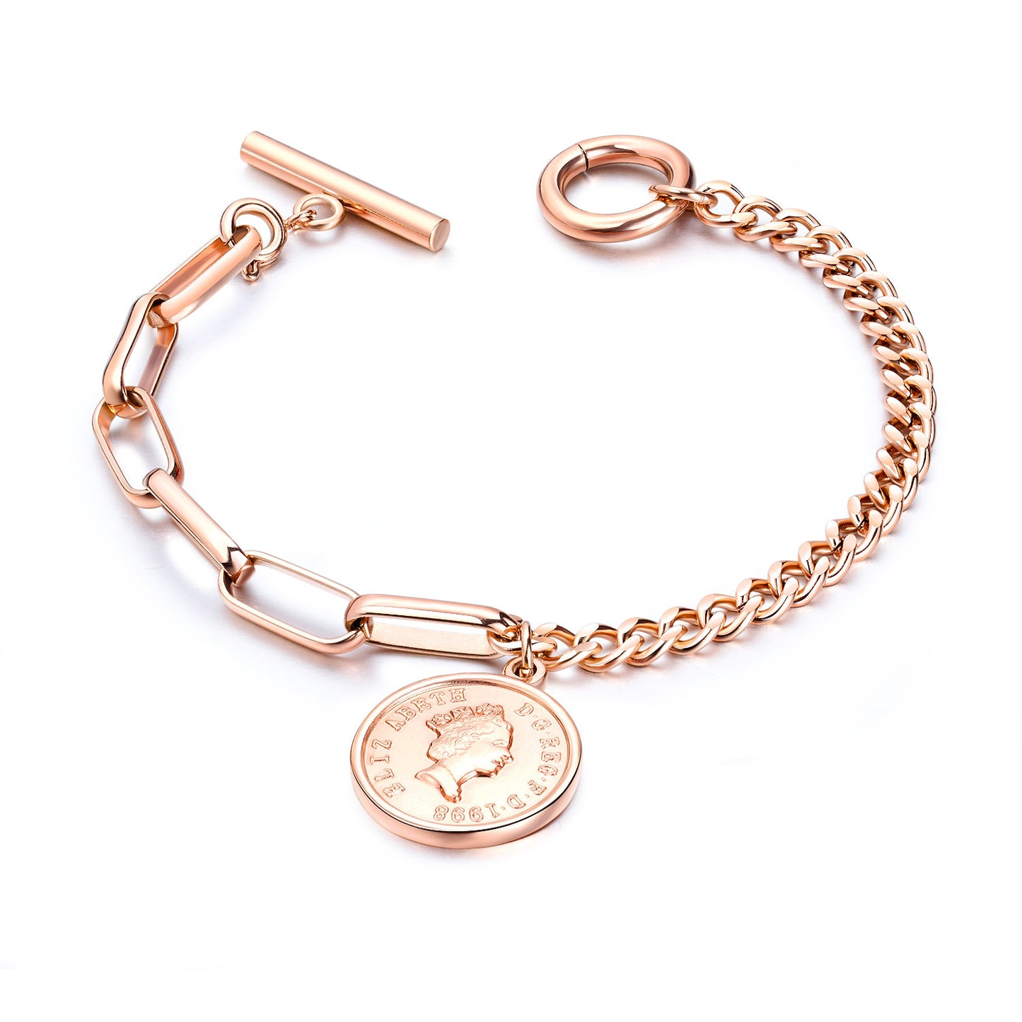 Fashion Ladies Titanium Steel Plated Rose Gold Bracelet