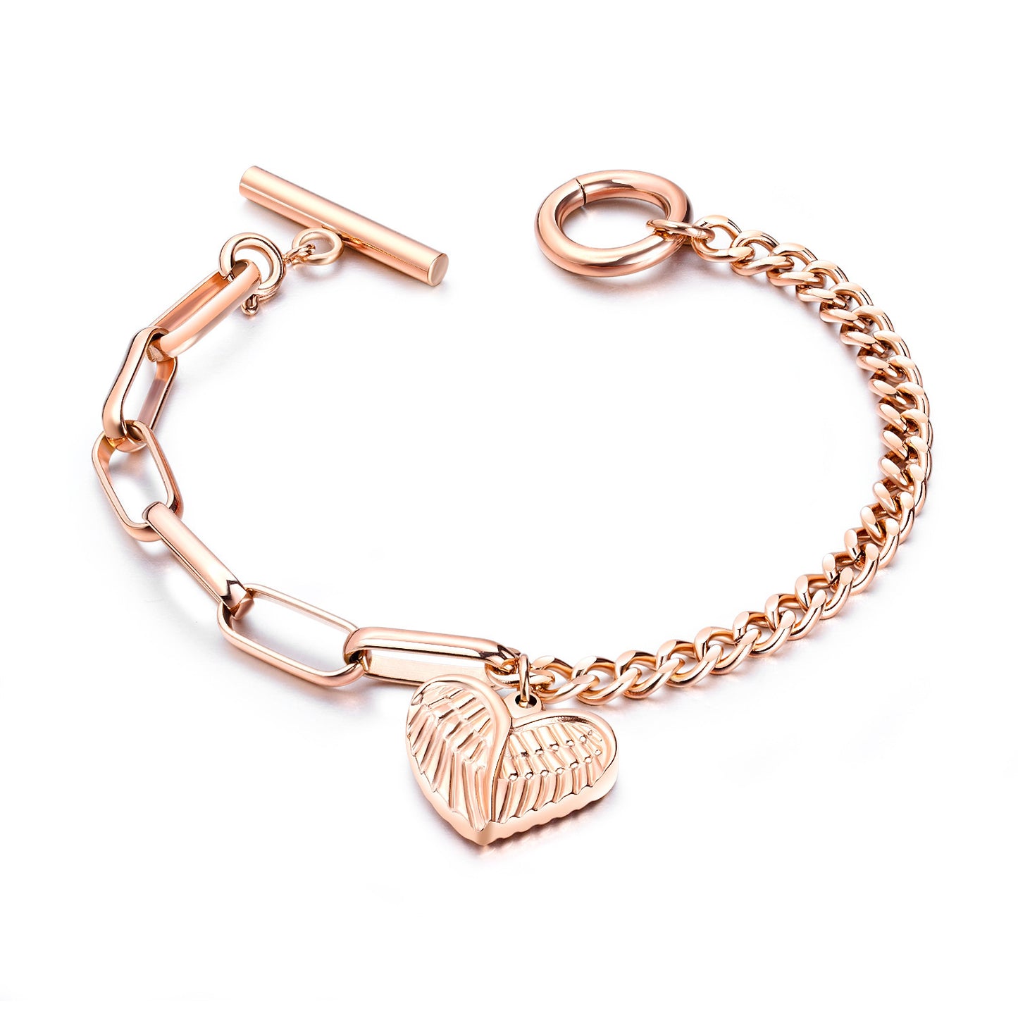 Fashion Ladies Titanium Steel Plated Rose Gold Bracelet