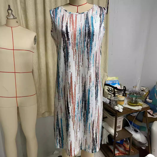 Printed Vest Style Dress Women