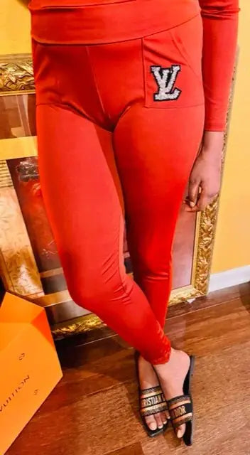 Two Pieces Design Set Sexy Outfits Long Sleeve & Long Pants Pullover Tracksuit With Pockets