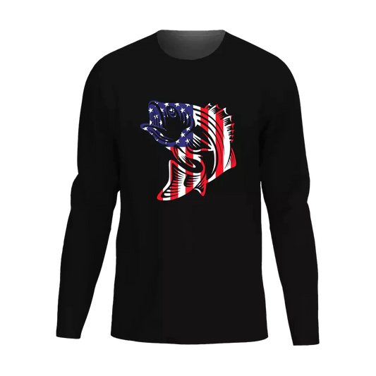 American Flag Fish Men Long Sleeve Shirt