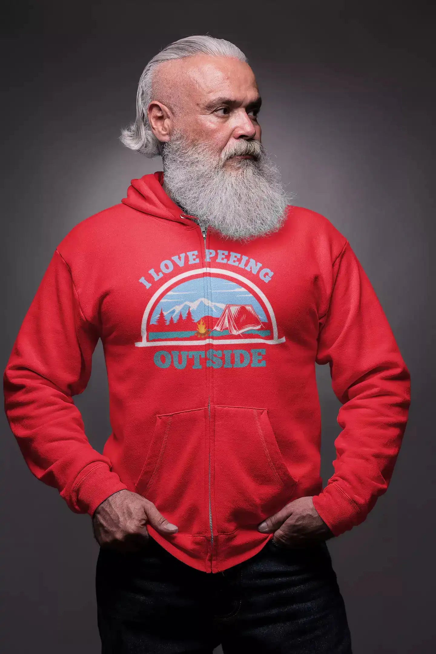 I Love Peeing Outside Zip Hoodie for Men