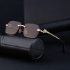 Frameless Trimming Leopard Temple Men Retro Square Frame Driving Sunglasses