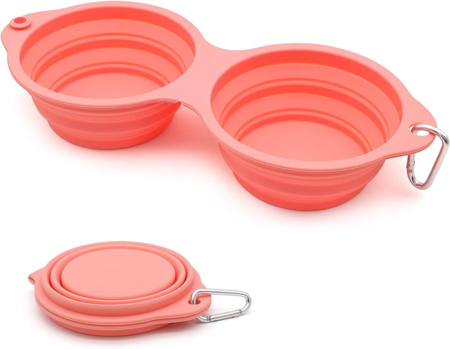Collapsible Dog Bowls 2 In 1 Foldable Pet Food Water Bowl With Integrated Molding Double Bowl Design Perfect For Walking Hiking And Camping With Your Dog Or Cat