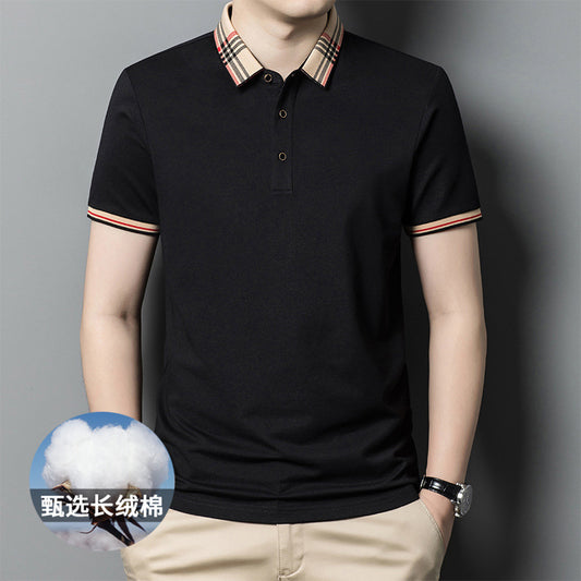 Summer Long-staple Cotton High-end Polo Shirt Men's Business Ice Silk Lapel T-shirt Top