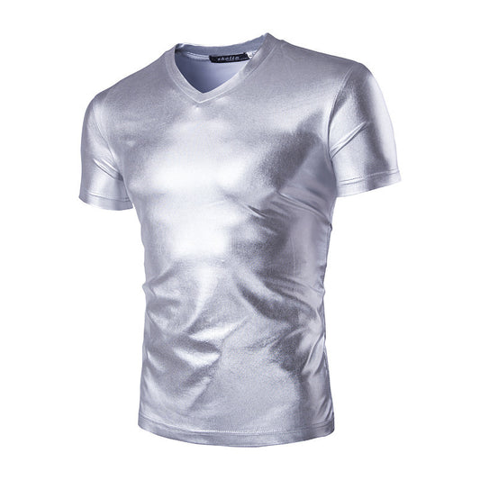 Short-sleeved T-shirt Shiny Men's T-shirt Bottoming Shirt