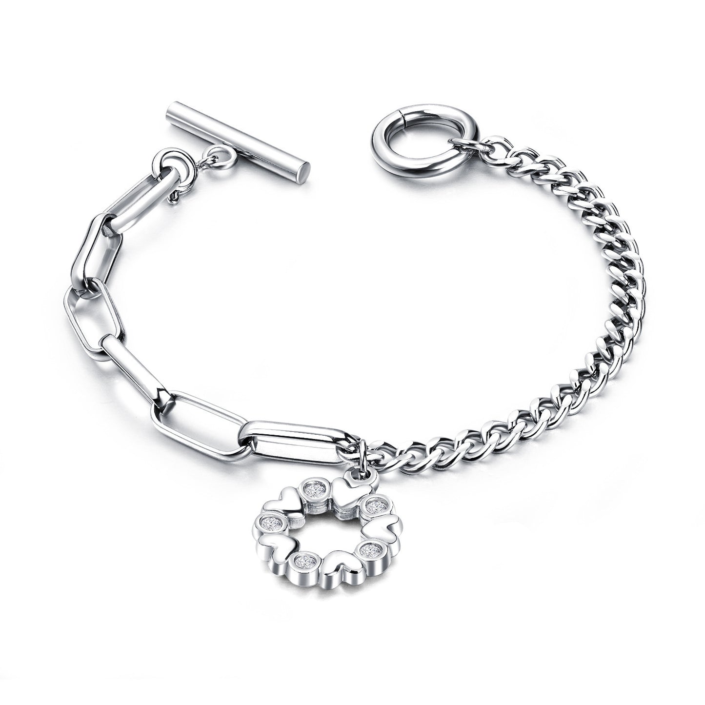 Fashion Ladies Titanium Steel Plated Rose Gold Bracelet
