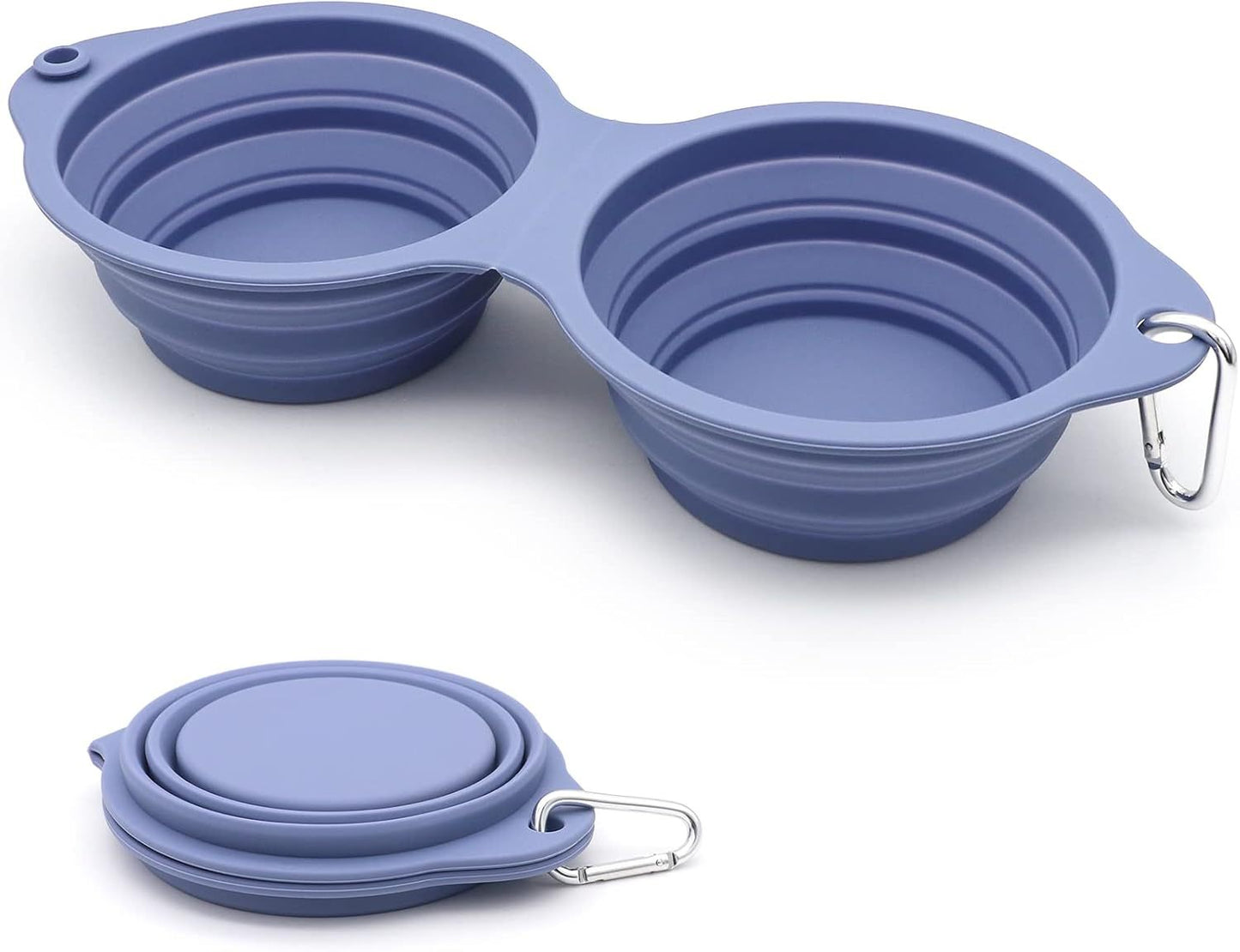Collapsible Dog Bowls 2 In 1 Foldable Pet Food Water Bowl With Integrated Molding Double Bowl Design Perfect For Walking Hiking And Camping With Your Dog Or Cat