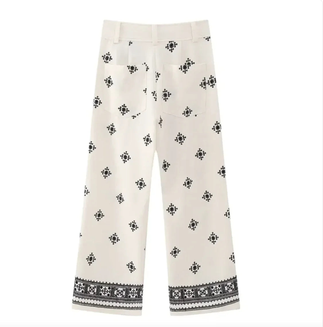 High-Waist Printed Linen Wide-Leg Pants