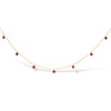 18K Yellow Gold Necklace 1 1/3 Cttw Dangling Red Ruby Drop 18" Chain Collar