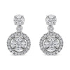 18K White Gold 2.0 Cttw Round Shape Diamond Composite Halo Dangle Stud Earring (F-G Color, VS1-VS2 Clarity)