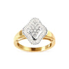 10K Yellow Gold 1/2 Cttw Round And Baguette-cut Diamond Rhombus Head and Halo Ring (I-J Color, I1-I2 Clarity)