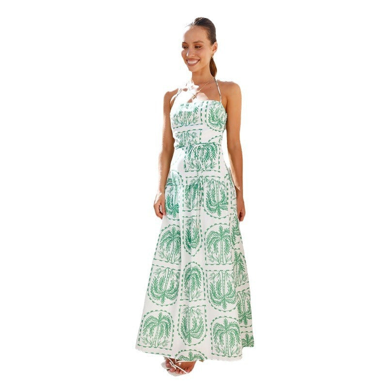 Casual Floral Halter Beach Hawaii Holiday Dress Women